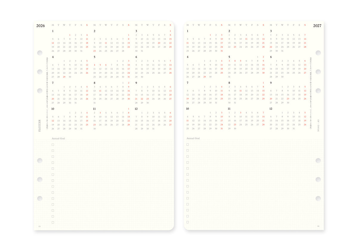 Weekly Schedule Refill 2026 PLT0002 (A5 Size)