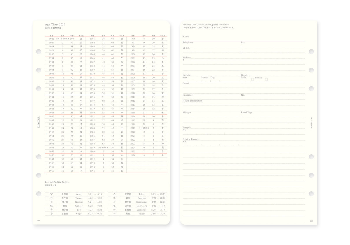 Weekly Schedule Refill 2026 PLT0002 (A5 Size)