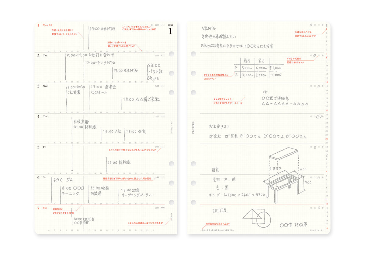 Weekly Schedule Refill 2027 PLT0002 (A5 Size)