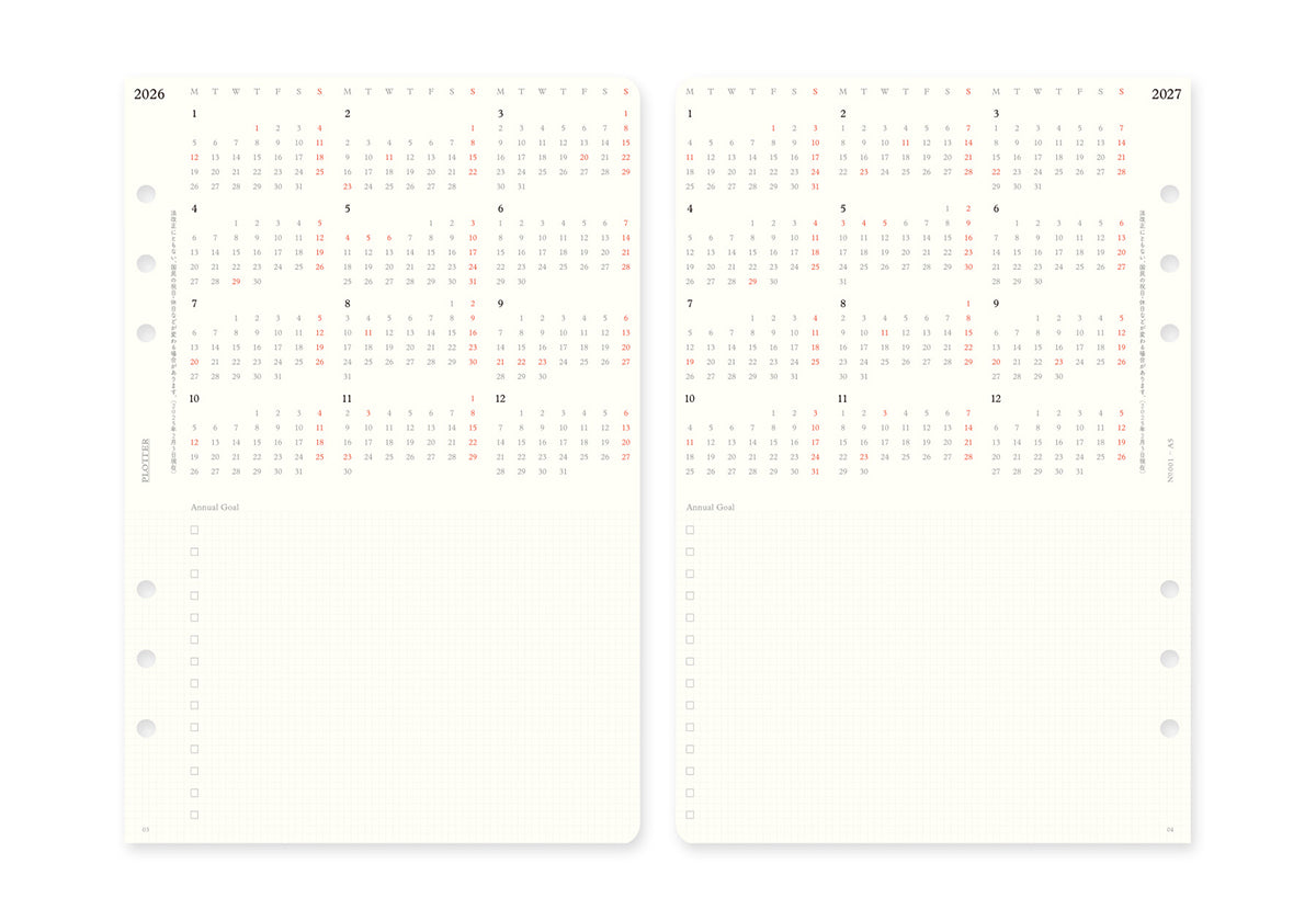 Monthly Schedule Refill 2026 PLT0001 (A5 Size)