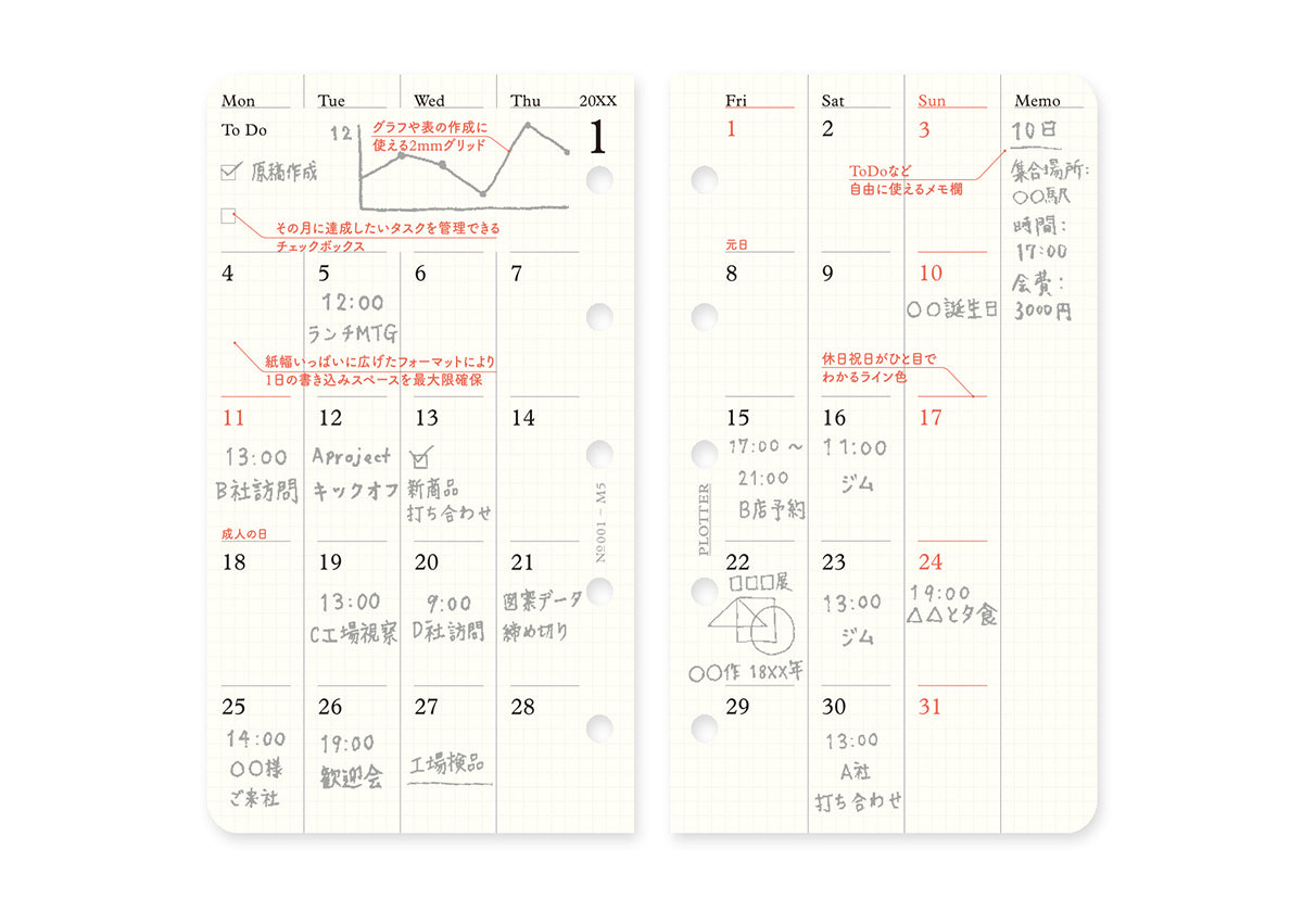 Monthly Schedule Refill 2026 PLT0001 (Mini 5 Size)