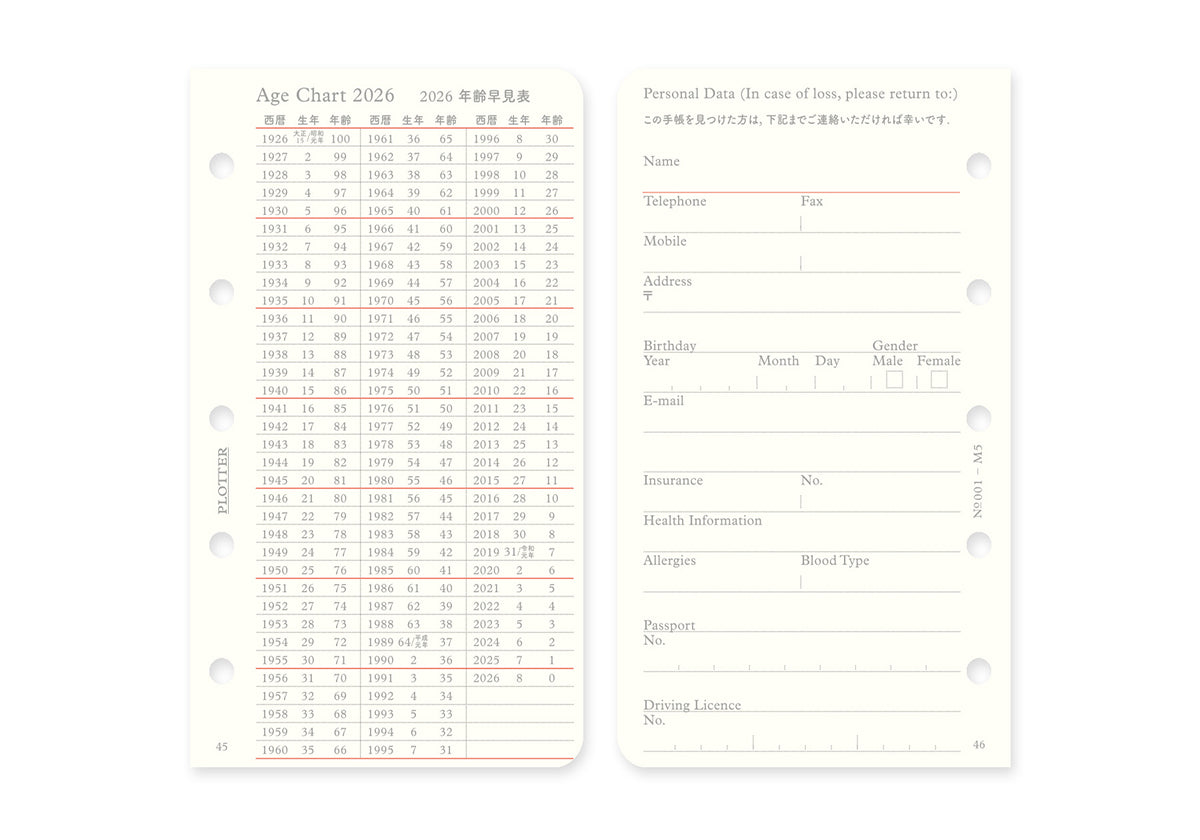 Monthly Schedule Refill 2026 PLT0001 (Mini 5 Size)