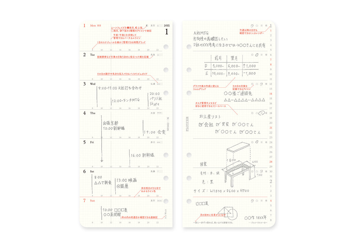 Weekly Schedule Refill 2026 PLT0002 (Narrow Size)
