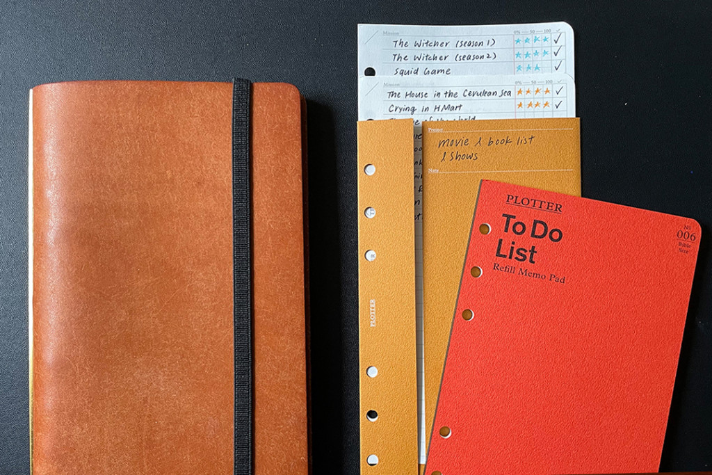 PLOTTER leather binder in Bible size with To Do List Refill Memo Pad and Project Manager folder.