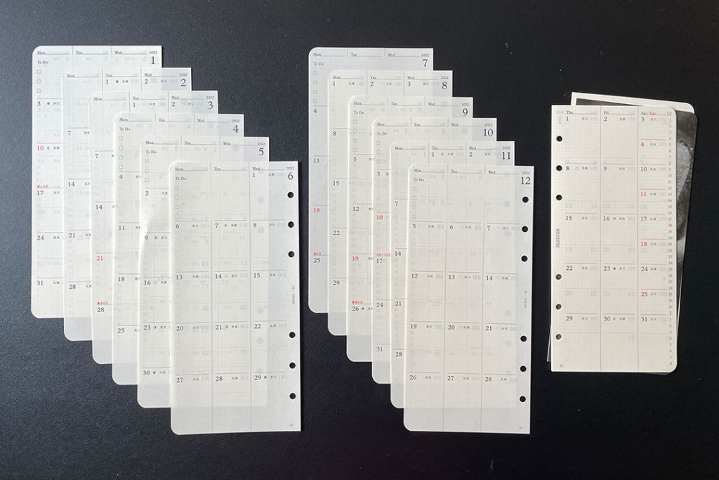 PLOTTER Monthly Calendar Refills for Narrow Size Leather Binders.