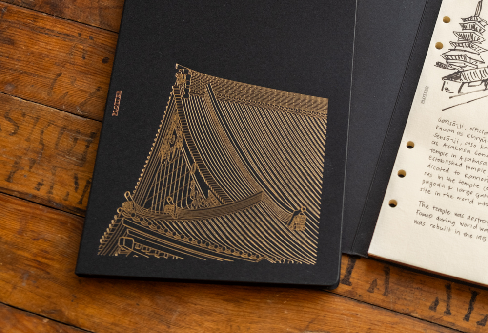 Close up of the gold foil stamping design of the New Year Limited Edition Notepad.