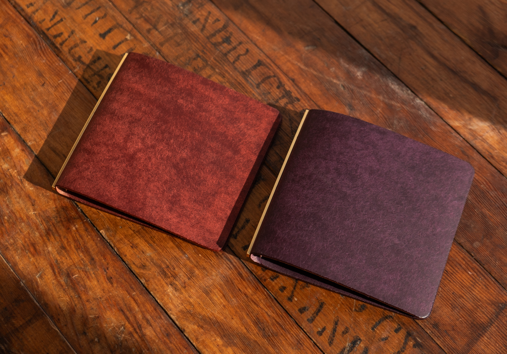 Pueblo Leather Binder Mini 5 Square in Wine and Purple colors.