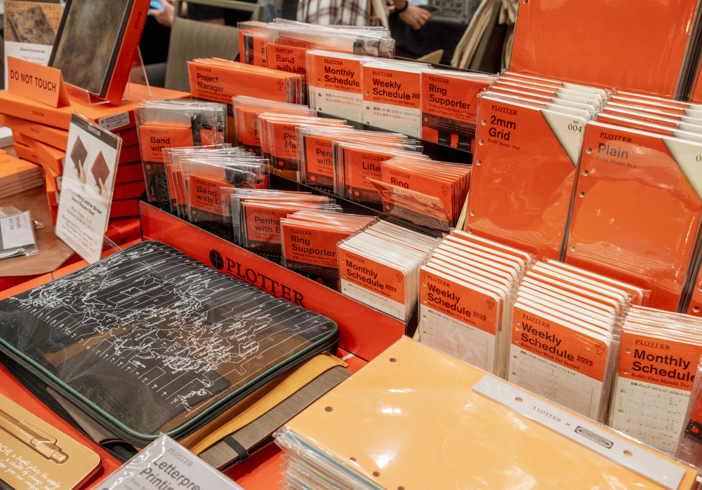 The PLOTTER USA table filled with PLOTTER Refills at the California Pen Show.