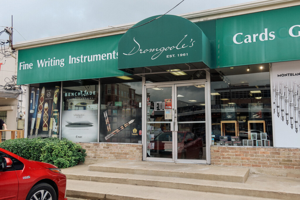 Exterior facade of Dromgoole's store front.